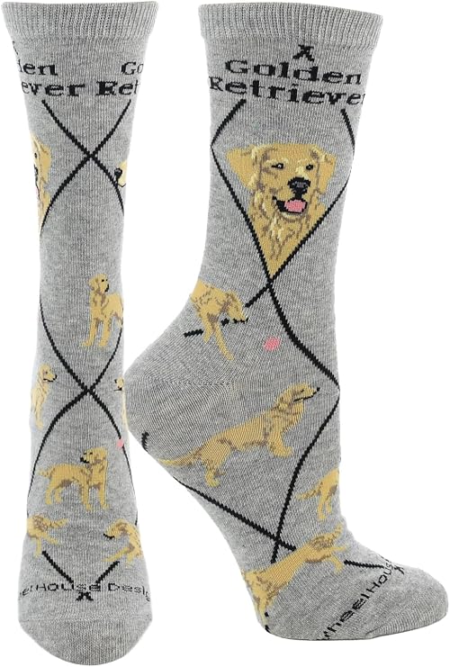 WHD Golden Retriever Crew Socks for Women & Men | Gift for Dog Lovers, Cute Pet Socks