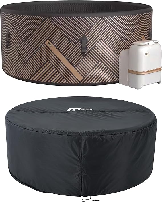 MSpa Round Inflatable Bubble Massage Spa, 4 to 6 Person Outdoor Hot Tub with 2 Covers (1 Standard and 1 Energy-Efficient Cover), Mono