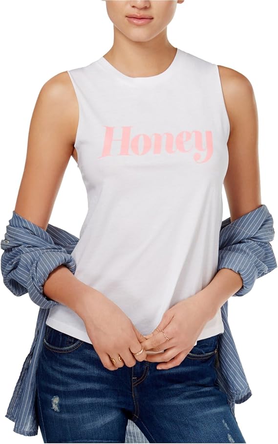 CHRLDR Womens Honey Muscle Tank Top, White, Large