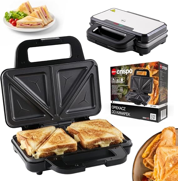 Sandwich Maker 900 W Sandwich Toaster with Extra Large Non-Stick Plates 268 x 145 mm Toast Maker for 2 Sandwiches Vertical Storage Non-Slip Feet ST160 Eldom