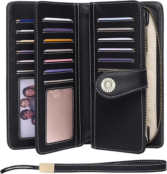 FALAN MULE Wallets for Women Trifold Wristlet Wallets Large Capacity RFID Blocking Ladies Purse Credit Card Holder