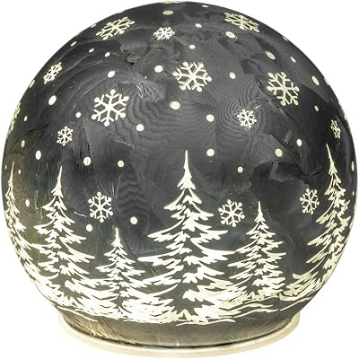 Frosty LED Decorative Ball Ice Grey 10 cm Glass Ball Timer 6h  18h Christmas Decoration - Coloured Glass in Iced Look with Winter Decor - Autumn Winter Christmas Decoration for Table Shelf