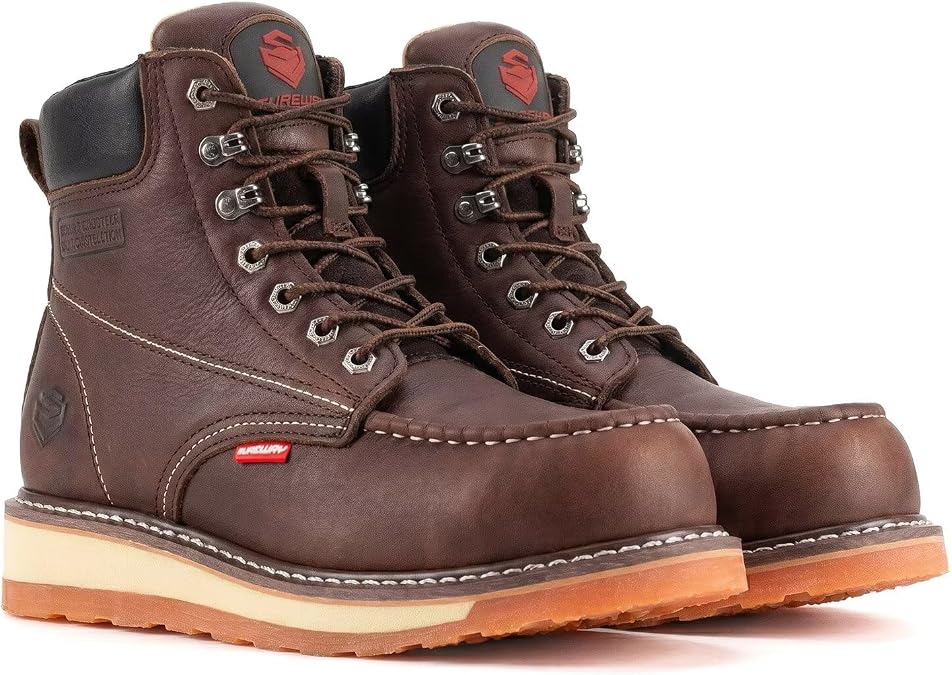 SUREWAY Men's Heavy Duty Wedge Moc Toe Work Boots Soft/Composite/Steel Toe