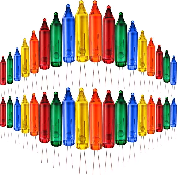 Mudder 60 2.5v Christmas Lights Bulbs, Red, Yellow, Blue, Green, Orange