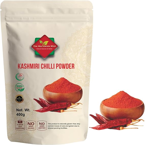 Kashmiri Chilli Powder I Red Chilli Powder I Premium Quality I 400G | Kashmiri Red Chili Powder for Cooking in Resealable Zip Lock Pouch