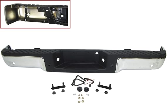 Rear Bumper Chrome Full Assy with Sensor Holes FO1103166