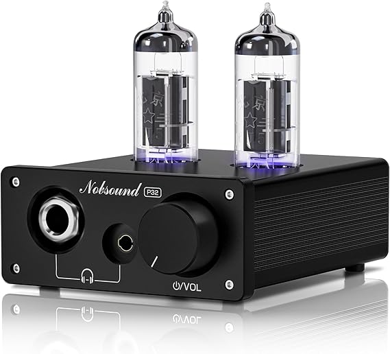 Nobsound P32 Tube Headphone Amplifier: 1000mW HiFi Desktop Preamp for 24600 Headphones & Home Amps Speakers, 3.5mm/6.35mm Jacks, Swappable Tube & Op-Amp