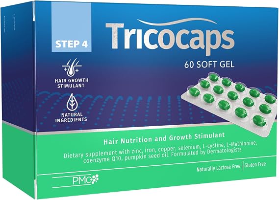 Tricovit Tricocaps Hair Growth Supplement - Hair Loss Treatments for Women & Men Developed by Dermatologists - Contains Amino Acids & Vitamins to Promote Cell Regeneration (60 Softgels)
