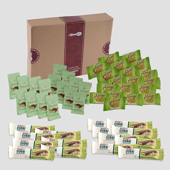 50 count | Mini Pistachio Kataifi Chocolate & Candy - 15 mini Dubai bar 27 g and 16 Dubai candy 13 g - 19 Dubai pistachio ball - amazing Gift Box
