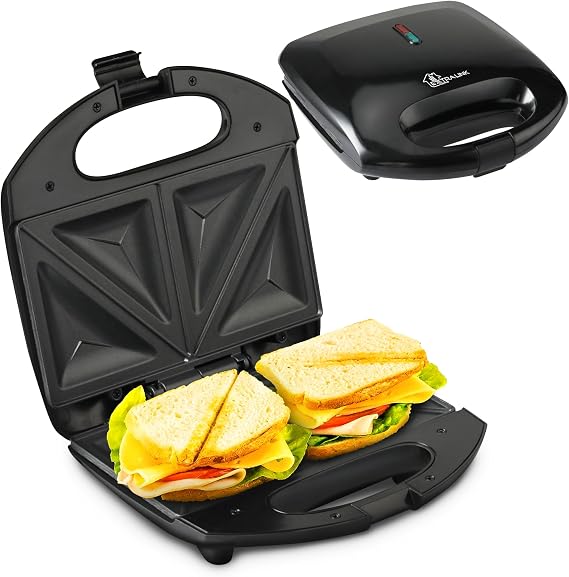 Extralink Sandwich Maker Toaster Sandwich Toaster 750 W - Sandwich Toaster with Non-Slip Feet Insulated Handle Indicator Lights Non-Stick Coating Easy to Clean Triangular Toast