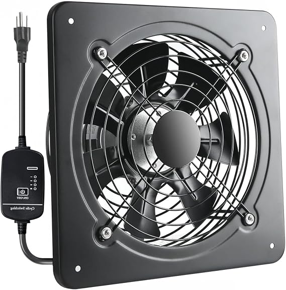 12 Inch Wall Window Exhaust Fan Wall Mounted Ventilation 720 CFM Basement Extractor Fan Industrial Fan for Home Garage Office Commercial Use (12 Inch+Speed Control)