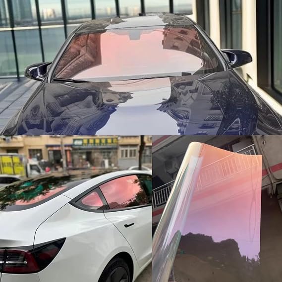 XhuangTech Window Tint Film for Cars, Chameleon Red Car Window Tints,84% VLT Interior Protection Solar Film, Anti UV Heat Blocking, Tinting for Auto Windshield Rear Side Windows (19.69" x 118.11")