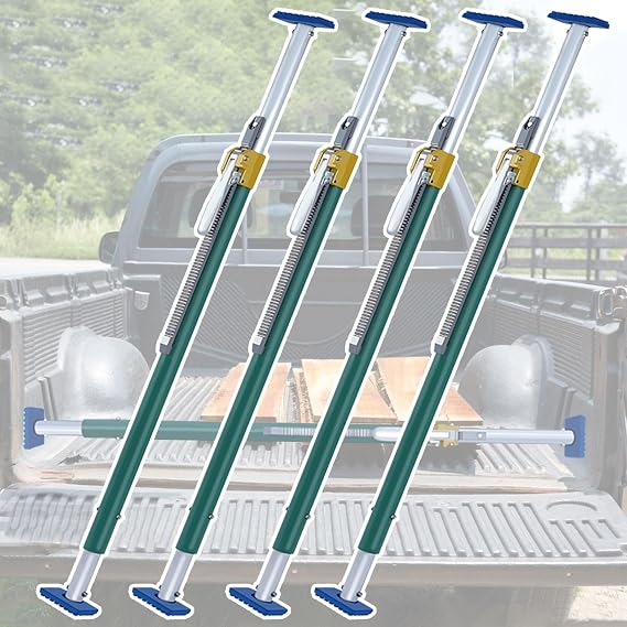 Adjustable Cargo Bar Pickup Truck Bed Holder Stabilizer 89"-104" Long, 1 2 4 6 8 10 12 14 16 Pcs Heavy Duty Ratcheting Load Lock Bars Semi Trailer with Pads,(Pack of 4)