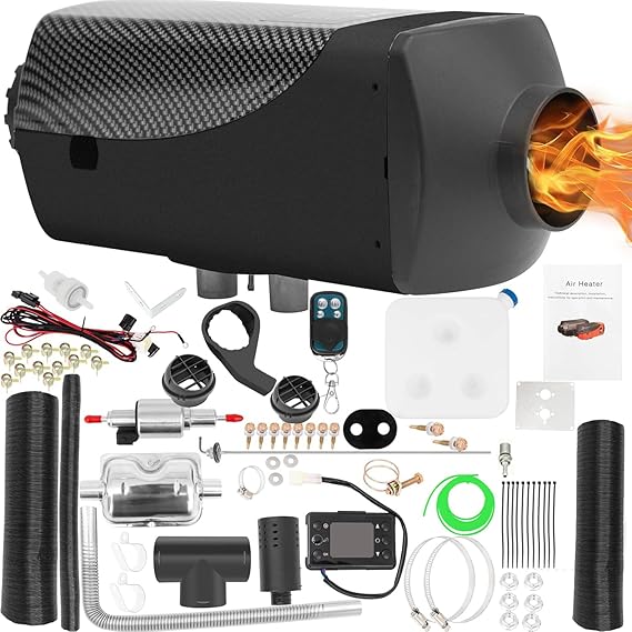 5KW 12V Diesel Air Heater, Portable Diesel Parking Heater, Fast Heating with LCD Monitor & Remote Control, for Car RV Boat Tent Caravan SUV Truck Garage (Black)