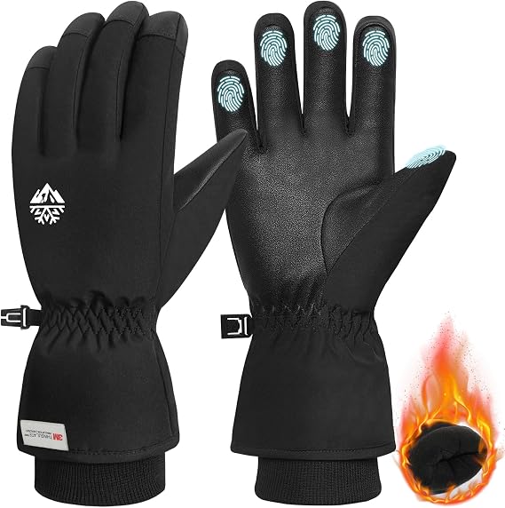 RIGWARL Winter Gloves Waterproof for Cold Weather, Warm Snow Gloves Men Women, Skiing Glove with Touchscreen Fingers for Hiking Running