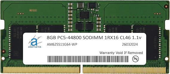 Adamanta 8GB (1x8GB) DDR5 5600MHz PC5-44800 (or 4800MHz PC5-38400) SODIMM 1Rx8 CL46 1.1v Laptop Notebook Memory Module Upgrade RAM