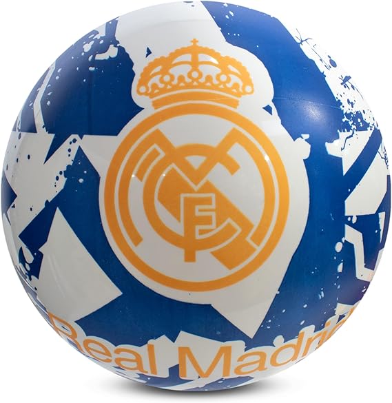 Hy-Pro Officially Licensed Real Madrid CF Play Ball, 9 Inch, Flyaway, Real Madrid Merchandise, Great Football Gift Idea, Ideal For Kids, Soft Ball,