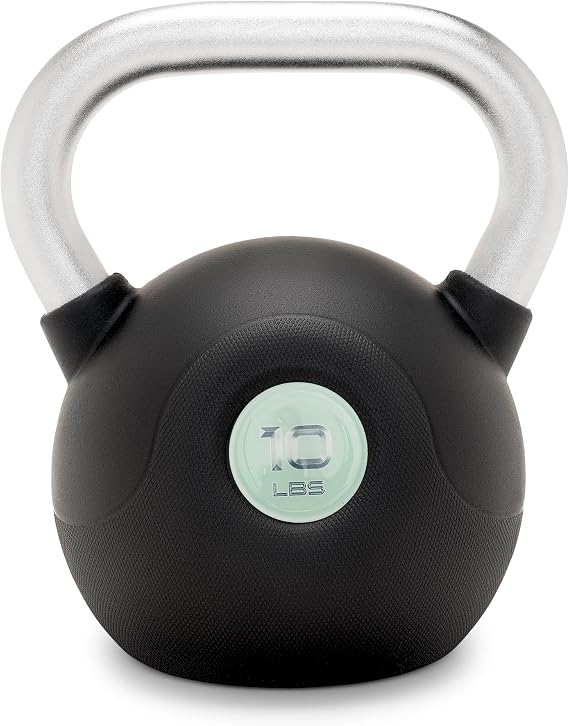 Marcy Commercial Grade PU Coated Kettlebell 10 to 40 LB Single Weights with Textured Steel Handle, Flat Base Strength Training for Full Body & Home Gym Workouts