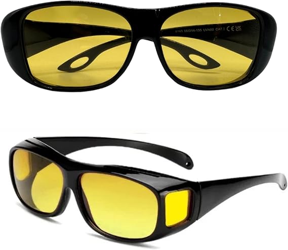 Official Night Driving Glasses with Glarecut Technology. Polarized Yellow Lenses Anti Glare Night Driving Glasses for Driving At Night, Black
