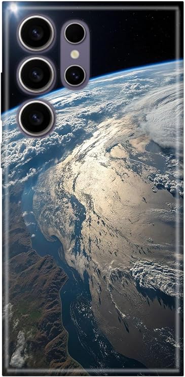 Samsung Galaxy S24 Ultra ile Uyumlu Kılıf, Yer Küre Temalı Desenli, Darbe Emici Silikon, Çok Renkli