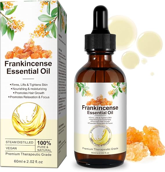 Frankincense Essential Oil 60 ml - 100% Pure and Natural Frankincense Oil, for Self Care, Skin, Face, Hair, Relieving Discomfort, Calming, Massage & Relaxation, Deeply Nourishing