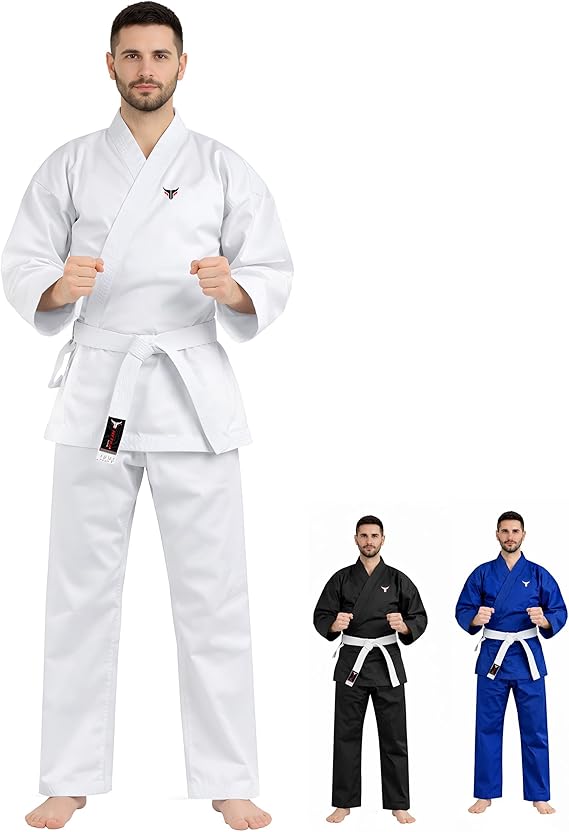 Mytra Fusion Adult Karate Gi Uniform with Belt Martial Arts Training Outfit for Men and Women Student Karate Outfit
