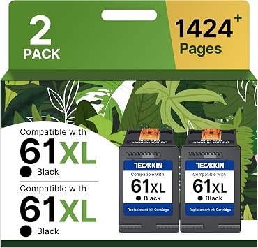 61XL Black Ink Cartridge Replacement for HP Ink 61 HP 61 Black Ink Cartridge HP 61 Fit for Envy 4500 5530 4501 4502 DeskJet 1000 1010 1050 1510 2050 2510 2540 OfficeJet 2620 4630 Printer 2 Black