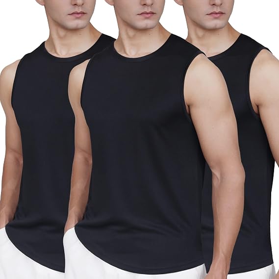 Pilamor Mens Tank Tops 3 Pack,Quick Dry Gym Sleeveless Muscle T Shirts for Men's Fitness