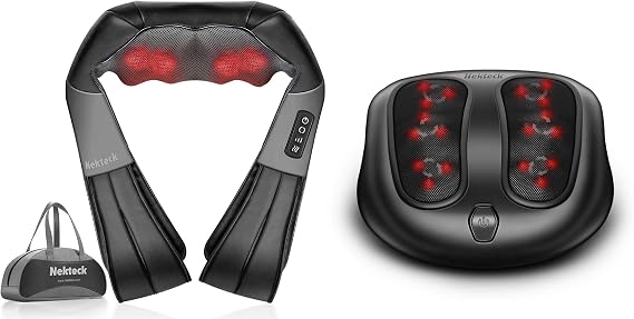 Nekteck Shiatsu Neck and Back Massager and Electric Kneading Foot Massager Machine