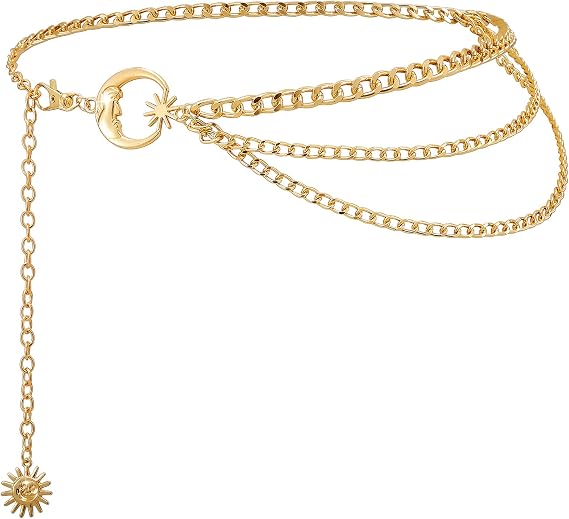 Wedtrend Women's Waist Chain Metal Adjustable Body Chain for Dresses & Festival Outfits