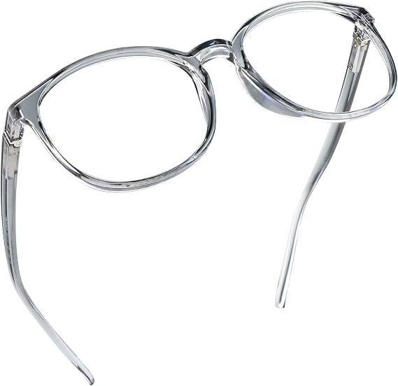 LifeArt Round Blue Light Blocking Glasses, Computer Glasses, Gaming Glasses, TV Glasses for Women Men (Clear Gray, 1.75 Magnification)