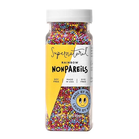 Supernatural Rainbow Nonpareils, Dye-Free Vegan Dessert Sprinkles Mix, 3oz