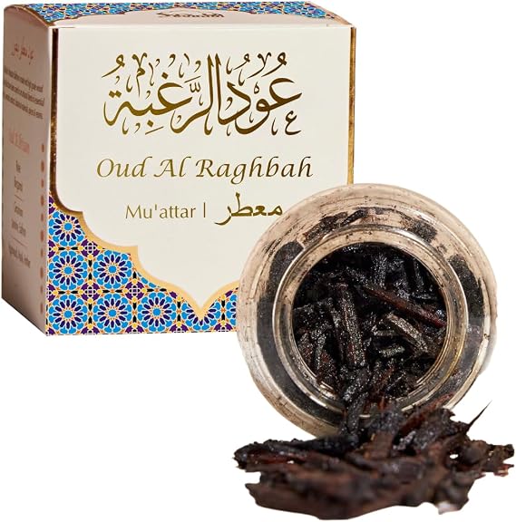 Oud Al Raghbah Muattar Bakhoor by Dukhni | Aromatic Bakhour Oud Wood Chips | 40g Oud Chips | Earthy Agarwood Incense | Use on charcoal,candle or electric bakhoor burner | Muslim Gifts for Women & Men