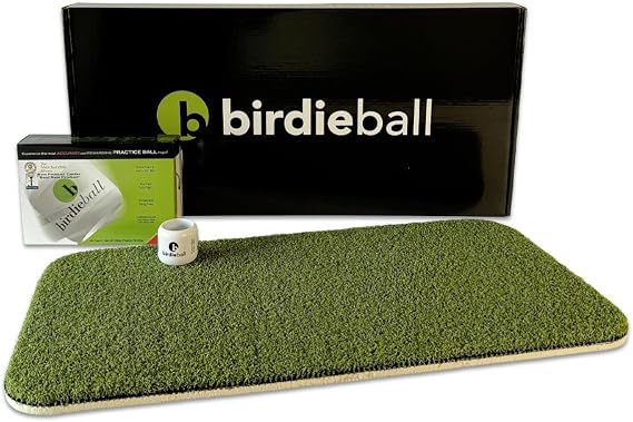 BirdieBall Golf Mat Set with 12 Practice Golf Balls, Golf Hitting Mat