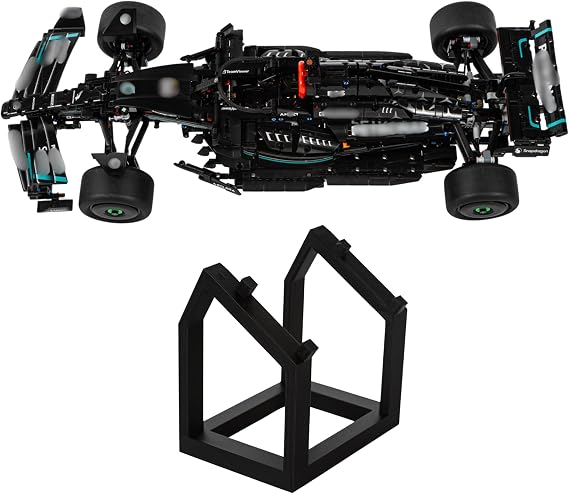 Display Stand Compatible with LEGO Technic Mercedes F1 W14 42171 – Premium Shelf Stand for Formula 1 Race Car Models – Angled Display Mount for Collectors – Car Model Not Included