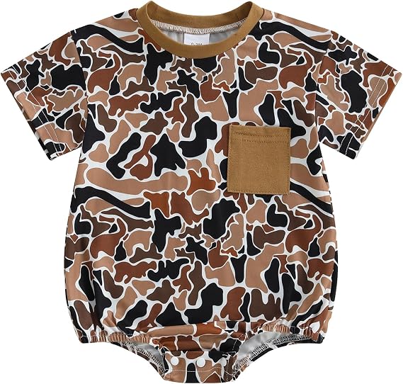 FIOMVA Baby Boy Girl Farm Outfit Embroidery Onesie Bubble Romper Short Sleeve Bodysuit Shirt Newborn Summer Clothes