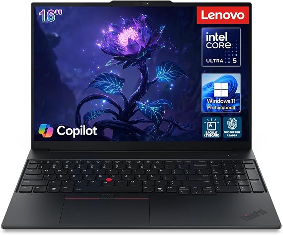 Lenovo ThinkPad E16, Intel Ultra 5 225H, 16GB DDR5 & 512GB SSD, Win 11 Pro | Laptop Computer for Business Daily Work, Fingerprint Reader, Backlit Keyboard, Long Battery Life & Fast Charging, AI-Ready