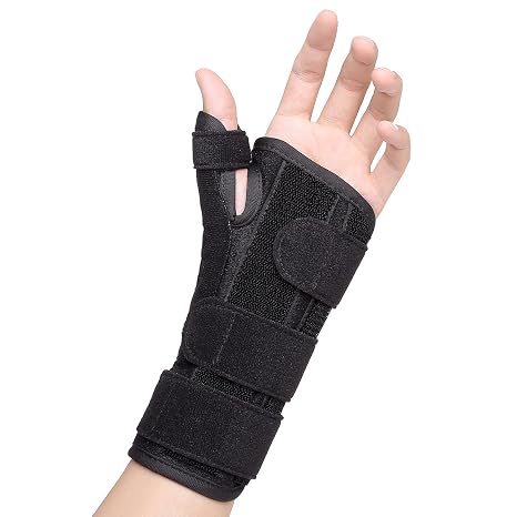 Wrist Thumb Spica Support Brace, Carpal Tunnel Splint, Night Sleep Stabilizer for De Quervain's Tenosynovitis, Tendonitis, Arthritis, Trigger Thumb, Sprain, Fits Unisex, L/XL
