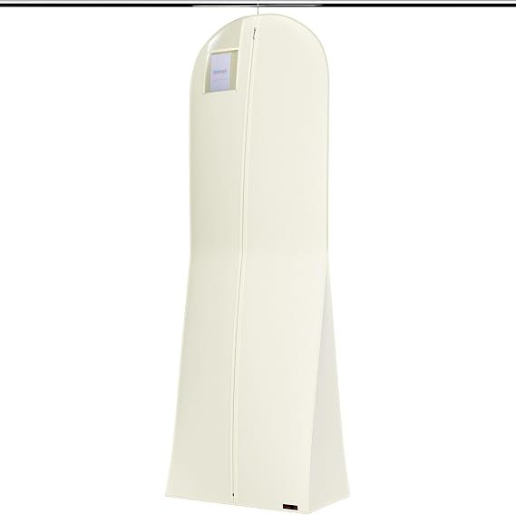 HANGERWORLD Large Wedding Dress Garment Bag Cover - 72" x 24" with Extra Wide Gusset 32" for Long Poufy Dress and Trains, Breathable, Acid-Free (Ivory)