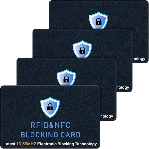 Tobfit RFID Blocking Cards - 4 Pack, Premium Contactless NFC Debit Credit Card Passport Protector Blocker Set for Men & Women, Smart Slim Design Perfectly fits in Wallet/Purse