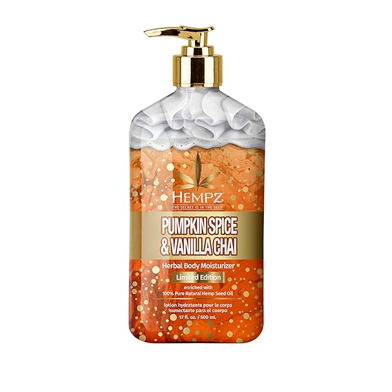 Limited Edition Pumpkin Spice & Vanilla Chai Herbal Moisturizing Body Lotion (17 oz) Fall Scented for Women or Men with Dry or Sensitive Skin - Hydrating Moisturizer for Daily Radiance