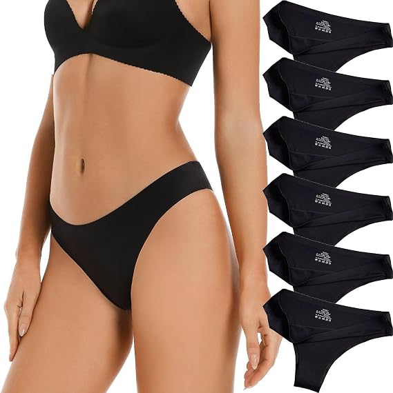 VISSAY Women Seamless Cheeky Bikini No Show Panties Ladies Invisible Breathable Briefs Soft Stretch Underwear Multi Pack