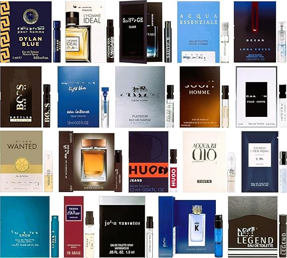 Mens Cologne Discovery Set 15 Designer Fragrance Samples, Mini Travel Vials, Try New Scents, Gift for Him