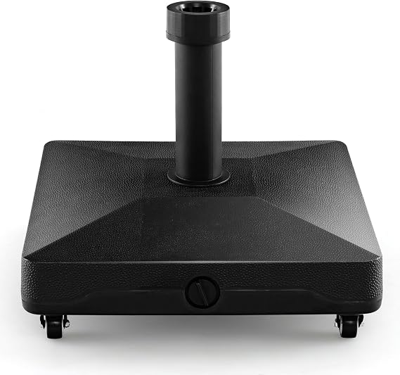 Giantex Umbrella Base with Wheels, 54 lbs Fillable Mobile Umbrella Base, Water or Sand Filled, Heavy Duty Weighted Market Table Umbrella Stand Holder for Patio Poolside Deck Garden Outdoor