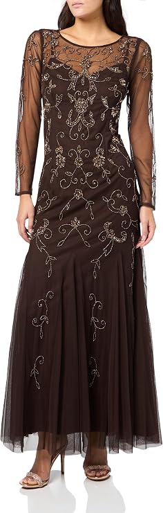 Adrianna Papell Women's Bead Long Sleeve Dress