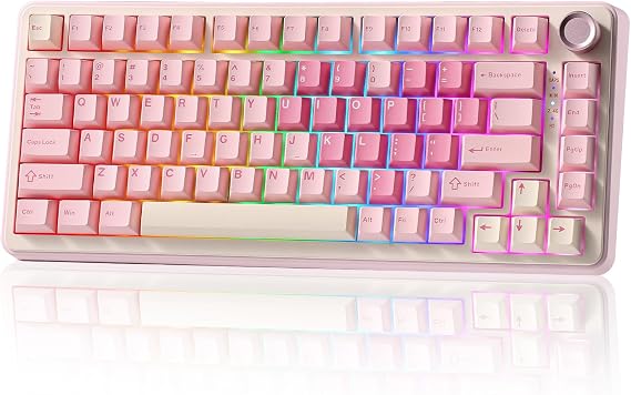 YUNZII B75 PRO 75% Wireless Mechanical Keyboard (Pink,Milk Switch)