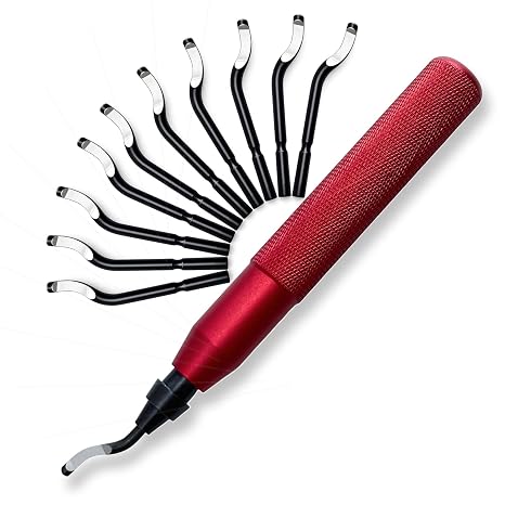 Deburring Tool Kit with 11 High Speed Steel BS1010 Blades, for Metal, Copper, Brass, PVC Pipes, 3D Printing and Resin Finishing, Precision Burr Removal for DIY, Plumbing and Industrial Use
