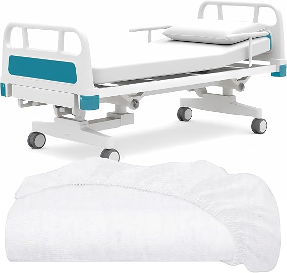 White Classic Fitted Hospital Bed Sheets, Cotton Fitted Sheet with 200 Thread Count, Soft Standard Sheets for Hospital Bed Size: 36" x 80" x 9"