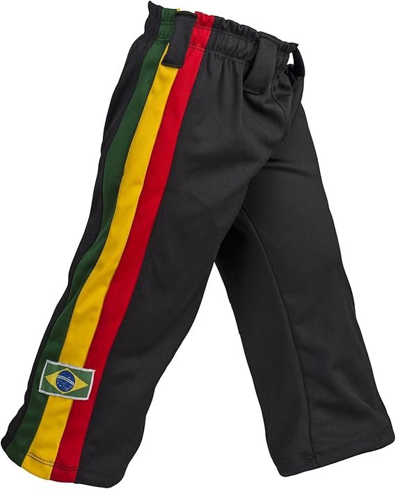 JL Sport Authentic Brazilian Capoeira Martial Arts Pants - Unisex/Children's Black, Jamaican, Reggae Theme Black