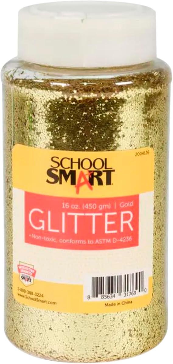 School Smart Craft Glitter, 1 Pound Jar, Gold